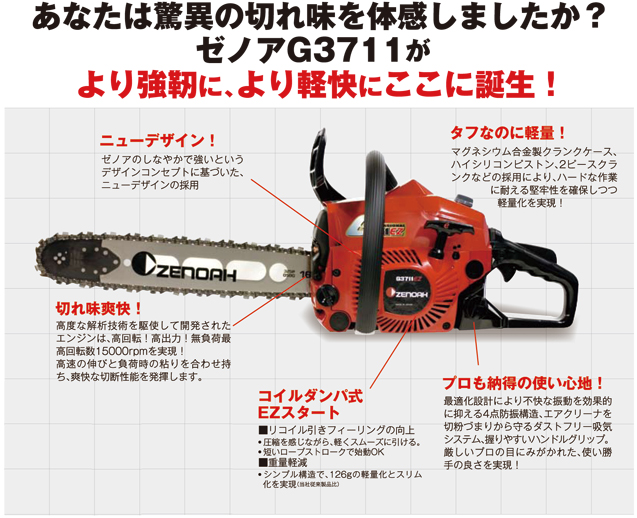 ゼノア チェンソーG3711EZ TEXT